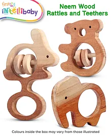 Intellibaby Premium Neem Wood Jungle Theme
                        Baby Rattles & Teether Set | Child-Safe Wood
                        | Multi-sensory Development Toy | Non-Toxic
                        Teething Relief | Enhances Hand-Grip & Motor
                        Skills | Growth & Development | ASTM, CE
                        & BIS Approved