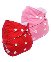 Sparkle Joy Free Size Reusable Cloth Diaper Without Insert Pack Of 2 - Red & Pink