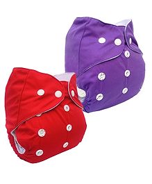 Sparkle Joy Free Size Reusable Cloth Diaper Without Insert Pack Of 2 - Red & Purple