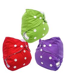 Sparkle Joy Free Size Reusable Cloth Diaper Without Insert Pack Of 3 - Multicolor