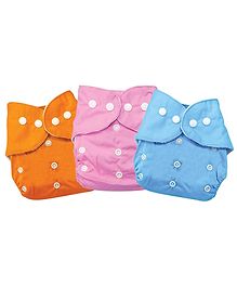 Sparkle Joy Free Size Reusable Cloth Diaper Without Insert Pack Of 3- Multicolor