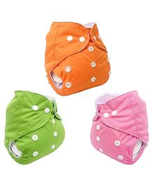 Sparkle Joy Free Size Reusable Cloth Diaper Without Insert Pack Of 3- Multicolor