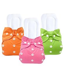 Sparkle Joy Free Size Reusable Cloth Diaper With Insert Pack Of 3 - Multicolor