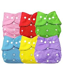 Sparkle Joy Free Size Reusable Cloth Diaper Without Insert Pack Of 6 - Multicolor