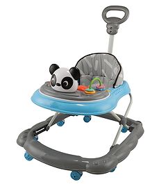 JoyRide Kidzoo BabyGo Musical Panda Walker Compact Foldable Activity Walker with Adjustable Height & Parental Handle for Boys|Girls  -  Blue