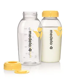 Medela Plastic Breast Milk Bottle Set of 2 Yellow - 250 ml Each