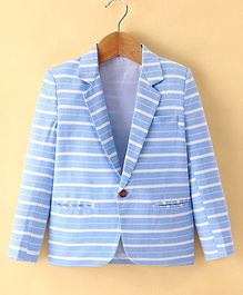 Rikidoos Full Sleeves Striped Blazer With Tee - Sky Blue