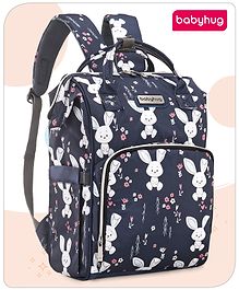 Babyhug Multifunctional Diaper Backpack Bunny Print- Navy Blue