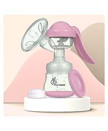 R for Rabbit First Feed Manual Breast Pump with 2 Level Suction Adjustment & Soft and Gentle Silica Pad - Pink