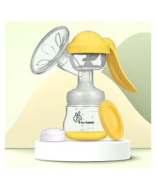 R for Rabbit First Feed Manual Breast Pump with 2 Level Suction Adjustment & Soft and Gentle Silica Pad - Yellow