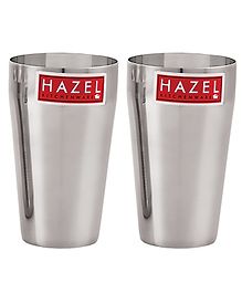 HAZEL Stainless Steel Plain Traditional Jumbo Water Lassi Glass Set of 2, 750 ml Each