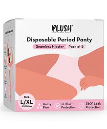 Plush Disposable Period Panties for Women - 5 Pcs (L/XL, 90-120cm), 12-Hour Leak Protection, 360° Coverage, 100% Rash-Free, Non-Bulky, Ideal for Heavy Flow & Overnight Use, Peach Color