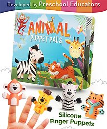 Intelliskills Animal Puppet Pals Board Book | 4 Animal Finger Puppets for Kids | Early Educational Toy for Boys & Girls | Interactive Story Books | Reading Books | Fun Activities for Kids | Ideal for Gifting