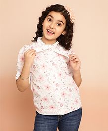 ISHTI Georgette Half  Sleeves Floral Printed Shirt -  Pink