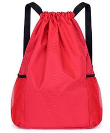 SYGA Drawstring Backpack for Gym Yoga Running Swimming Camping Travel Bag Sports Fitness Club Student Training Bag Red - 19.6 Inches