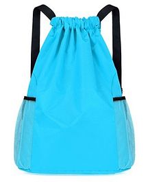 SYGA Drawstring Backpack for Gym Yoga Running Swimming Camping Travel Bag Sports Fitness Club Student Training Bag Sky Blue - 19.6 Inches