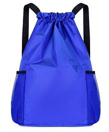 SYGA Drawstring Backpack for Gym Yoga Running Swimming Camping Travel Bag Sports Fitness Club Student Training Bag Royal Blue - 19.6 Inches