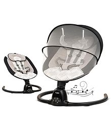 Baybee Automatic Electric Swing Cradle for New Born Baby with Adjustable Swing Speed, Remote | Infant Baby Rocker with Mosquito Net, Safety Belt, Music & Hanging Toys (Black)