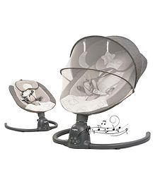 Baybee Automatic Electric Swing Cradle for New Born Baby with Adjustable Swing Speed, Remote | Infant Baby Rocker with Mosquito Net, Safety Belt, Music & Hanging Toys  (Grey)