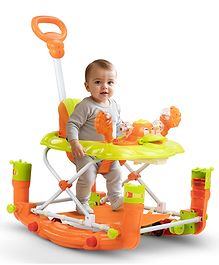 Baybee Cheezy Baby Walker Cum Rocker for Baby, Activity Kids Walker for Baby with 3 Height Adjustable & Parental Push Handle & Musical Toy Bar (Orange)