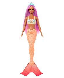Barbie Mermaid Doll 3 With Fantasy Hair & Headband Accessories Peach - Height 33 Cm ( Colors and Decorations May Vary )