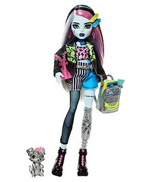 Monster High Frankie Stein Doll in Denim Jacket & Shorts with Accessories Blue - Height 15 cm ( Colors and Decorations May Vary )