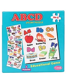 Veer Alphabet & Word Jigsaw Puzzle Set of 4 - Multicolour