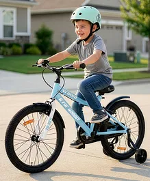 R For Rabbit Vroom Bicycle for Kids Cycle 20T Inches for 7 to 10 Years Boys & Girls With Training Wheels | 90% Installed | Upto 50 Kgs Weight Capacity (Lake Blue)