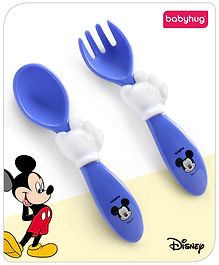 Babyhug Disney Mickey Mouse Printed Fork & Spoon - Blue