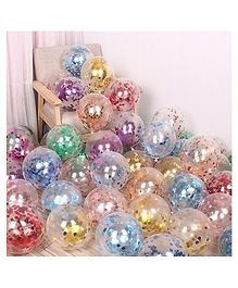 Bubble Trouble Transparent Balloons Bouquet Combo with Re Filled Confetti & Ribbons Pack of 10 - Multicolor