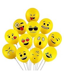 Bubble Trouble Face Expression Latex Rubber Emoji Balloon Pack of 30 - Yellow