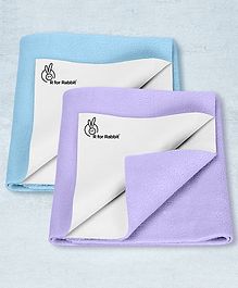 R for Rabbit Dry Nap Waterproof Quick Dry Reusable Solid Colour Dry Sheet Pack of 2 - Blue & Purple