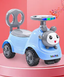 Baby Panda Deluxe Ride-On with LED Lights
                        & Music and Under Seat Storage - Blue Grey