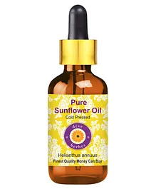 Deve Herbes Pure Sunflower Oil Helianthus annuus 100% Natural Therapeutic Grade Pressed with Glass Dropper - 50 ml