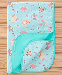 Baby Diaper Changing Waterproof Mat With Animal Print -Sea Green