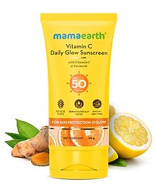 Mamaearth Vitamin C Daily Glow Sunscreen SPF 50 PA+++ No White Cast with Vitamin C & Turmeric for Sun Protection & Glow - 80 g