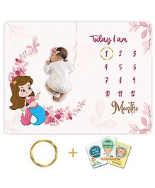 Devico Milestone Multipurpose Blanket and Props Set -Light Pink