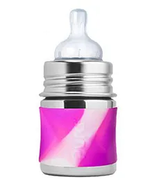 Pura Stainless Steel Feeding Bottle With Slow Flow Teat Pink - 150 ml