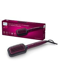 Philips Hair Straightener Brush | Dark Wine Color| Naturally Heated | Silk Protect technology |BHH730/00 