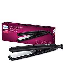 Philips Essential Care Hair Selfie Starightner | Fast Heat Up in 60 sec | Cremic Plates | Black | HP8303/06 