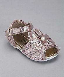 Cute Walk By Babyhug Party Wear Sandals Bow Applique - Light Pink
