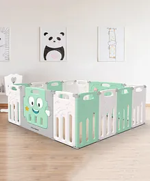 R for Rabbit Joyland Playard Playpen for
                        Kids 14 Panel Play Yard with Compact Fold,
                        Customizable Shape, 22.6 sqft Area Safe &
                        Fun Play Fence Space with Door for 6-36 Month
                        Babies (Green White)