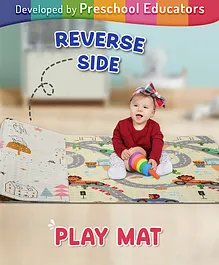 Intelliskills Premium Extra Large Reversible Animal Joyride Play Mat for Babies | Multicoloured | Learning & Crawling Foldable Baby Mat for Floor | Non-Toxic & Anti-Skid Play Mat | Waterproof | Lightweight | 200 x 140 cm | 0.6cm Thick