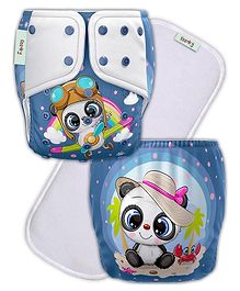 Deedry Premium Leakage Proof Reusable Cloth Diaper with Quick Dry Ultra Thin pads|Freesize (5-18kg) ,Rash Free, for Kids 3 months-3 Yrs|Stay Dry & Lasts up to 3Hrs (Blue White)