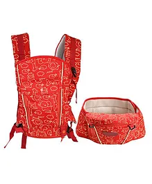Kiwi 4 in 1 Printed Baby Carrier With Hip Seat - Red
