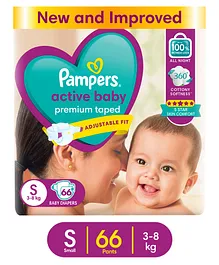 Pampers Active Baby Taped Diapers Small
                        Size - 66 Pieces