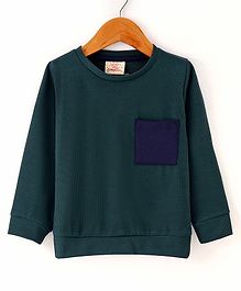 Rikidoos Full Sleeves Pocket Detailed Textured Sweater - Bottle Green