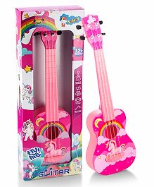 Sunny Unicorn Print Musical Guitar with 4 Strings - Pink(Color May Vary)