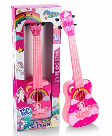 Sunny Unicorn Print Musical Guitar with 4
                        Strings - Pink(Color May Vary)