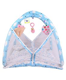 Babytoons Baby Bedding for New Born Play Gym Bed with Mosquito Net (0-6 Months) Blue